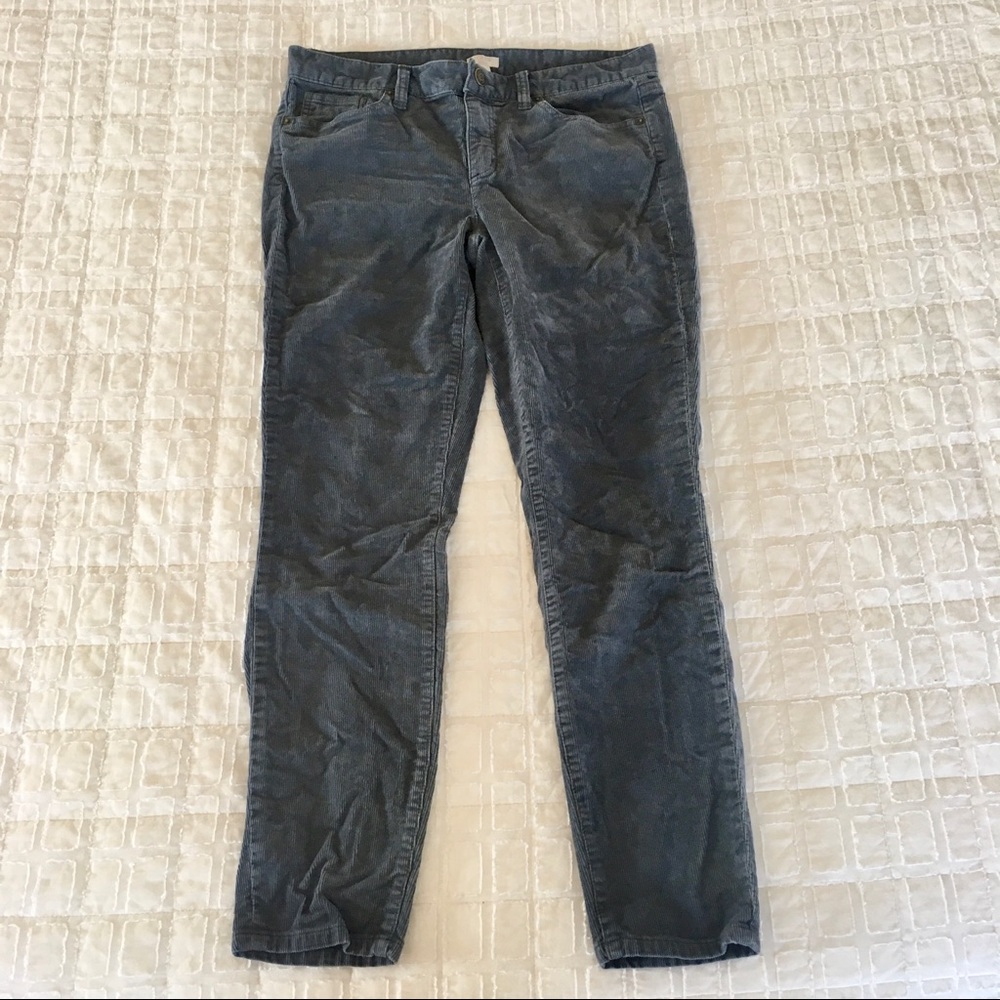 J.Crew Women’s Dark Blue Gray Skinny Stretch Corduroy Jean Pants Cords Size 28